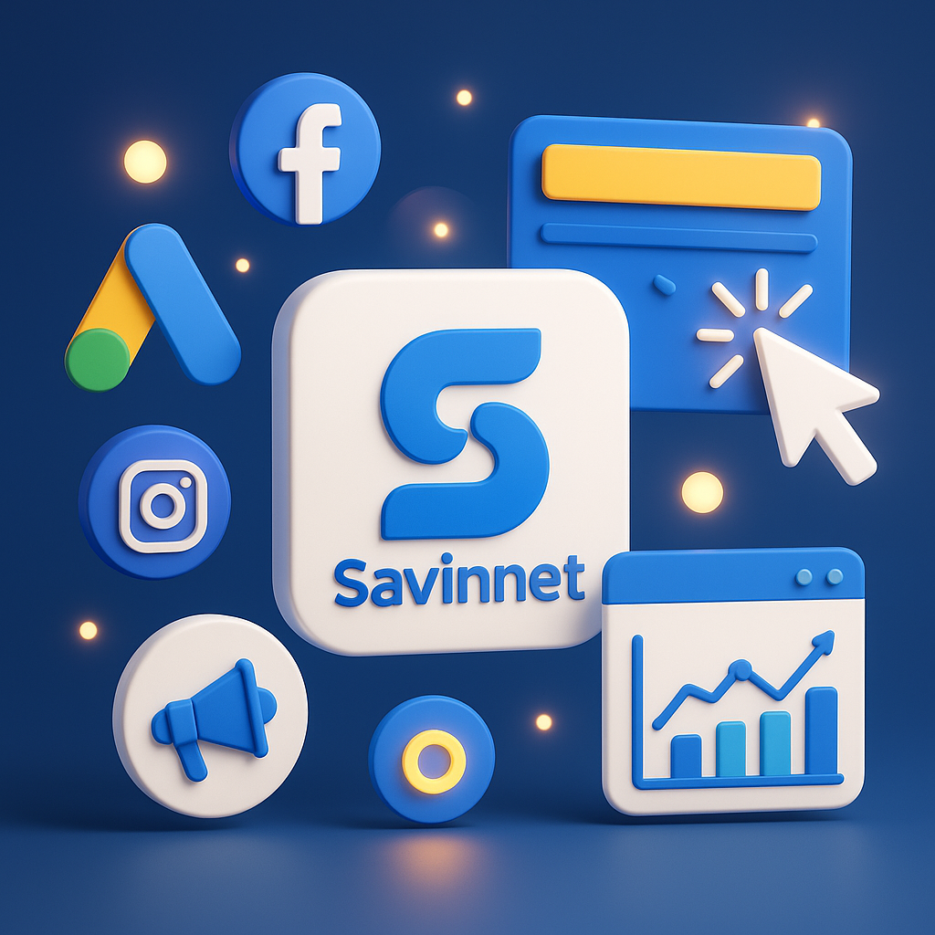  تبلیغات کلیکی در گوگل و شبکه‌های اجتماعی، شامل آیکون کلیک، نمودار رشد، فیسبوک، اینستاگرام و گوگل ادز